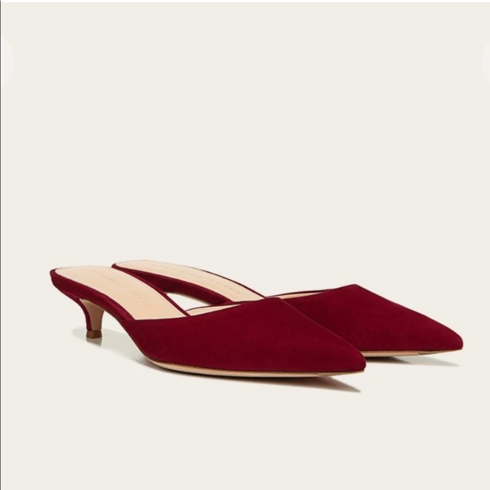 Veronica Beard Fatima pointy toe suede kitten heels